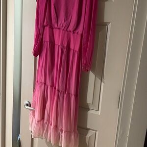 Ombre pink Saloni dress with long sleeves